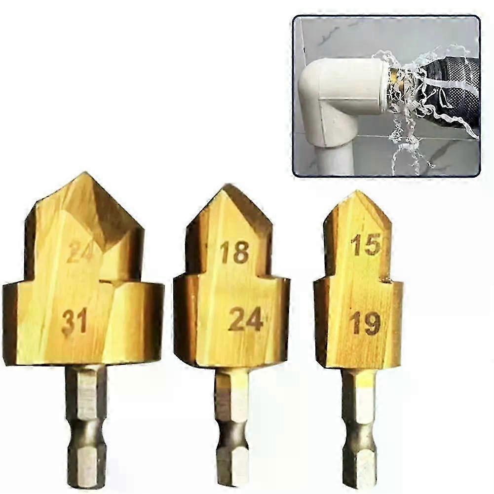 1pc PPR Lifting Drill Bit Hexagon Shank Water Pipe Connection Tool 20/25/32mm Gold Stepped Drill Bit Water Pipe Expansion Drill