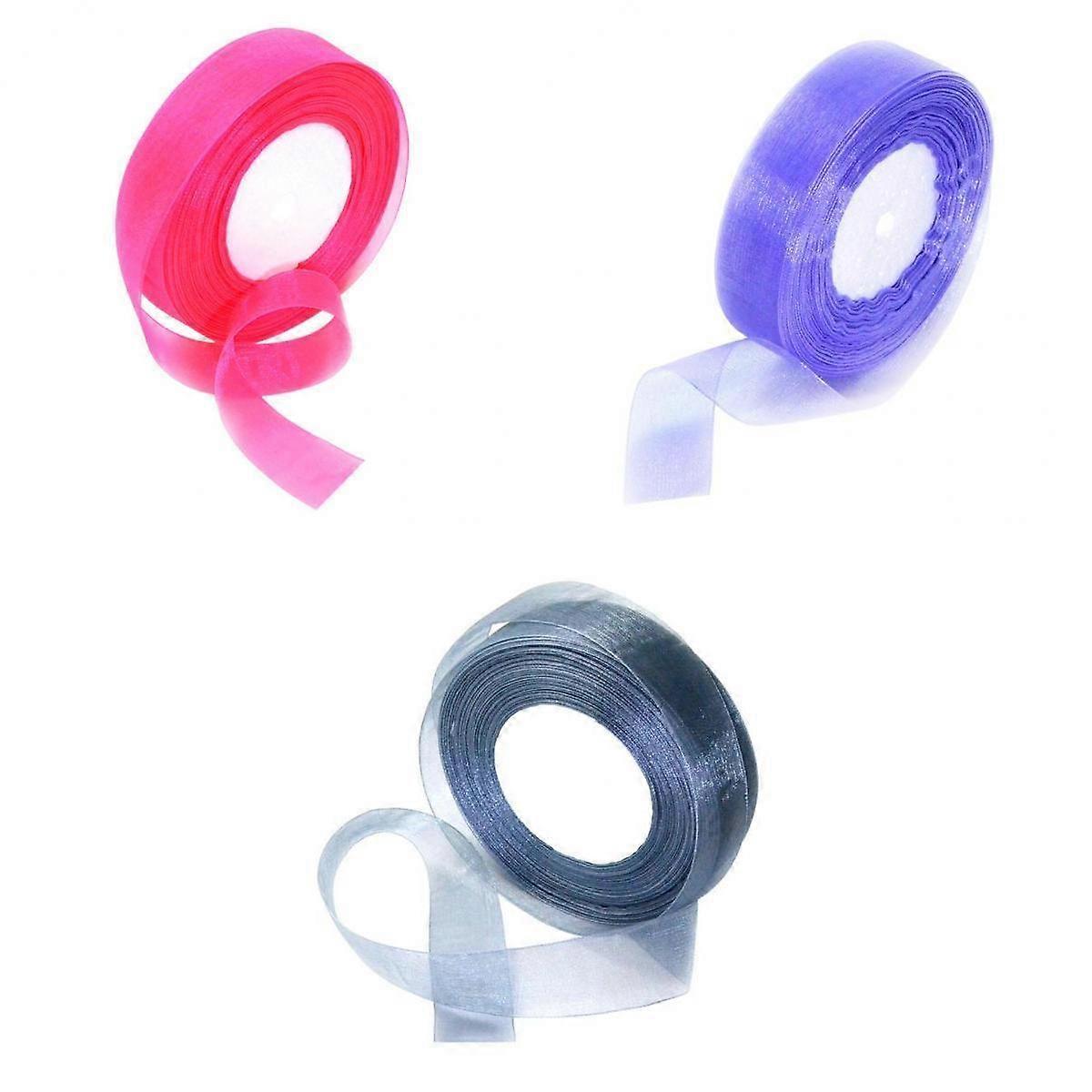 3x 50 יארד פוליאסטר סאטן שיפון סרט עטיפת מתנה