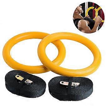 Nylon triceps touw gedraaid touw triceps koord om naar beneden te trekken met antislip handvatten - biceps, triceps, sportschool of thuis - Geel -
