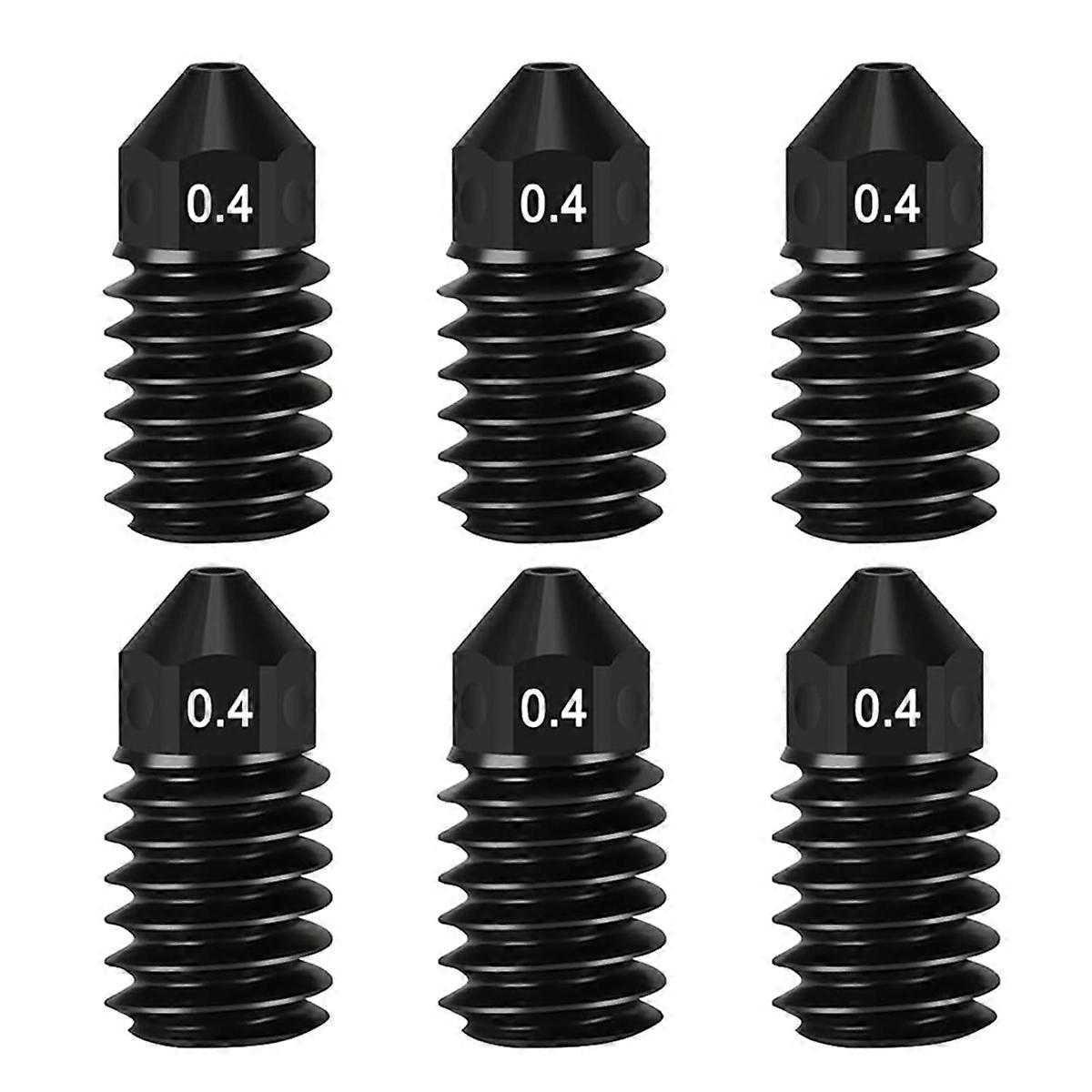 6Pcs 0.4mm Hardened Steel Nozzles for A1/A1 Mini, Extruder Hotend Replacement Nozzles for A1/A1 Min