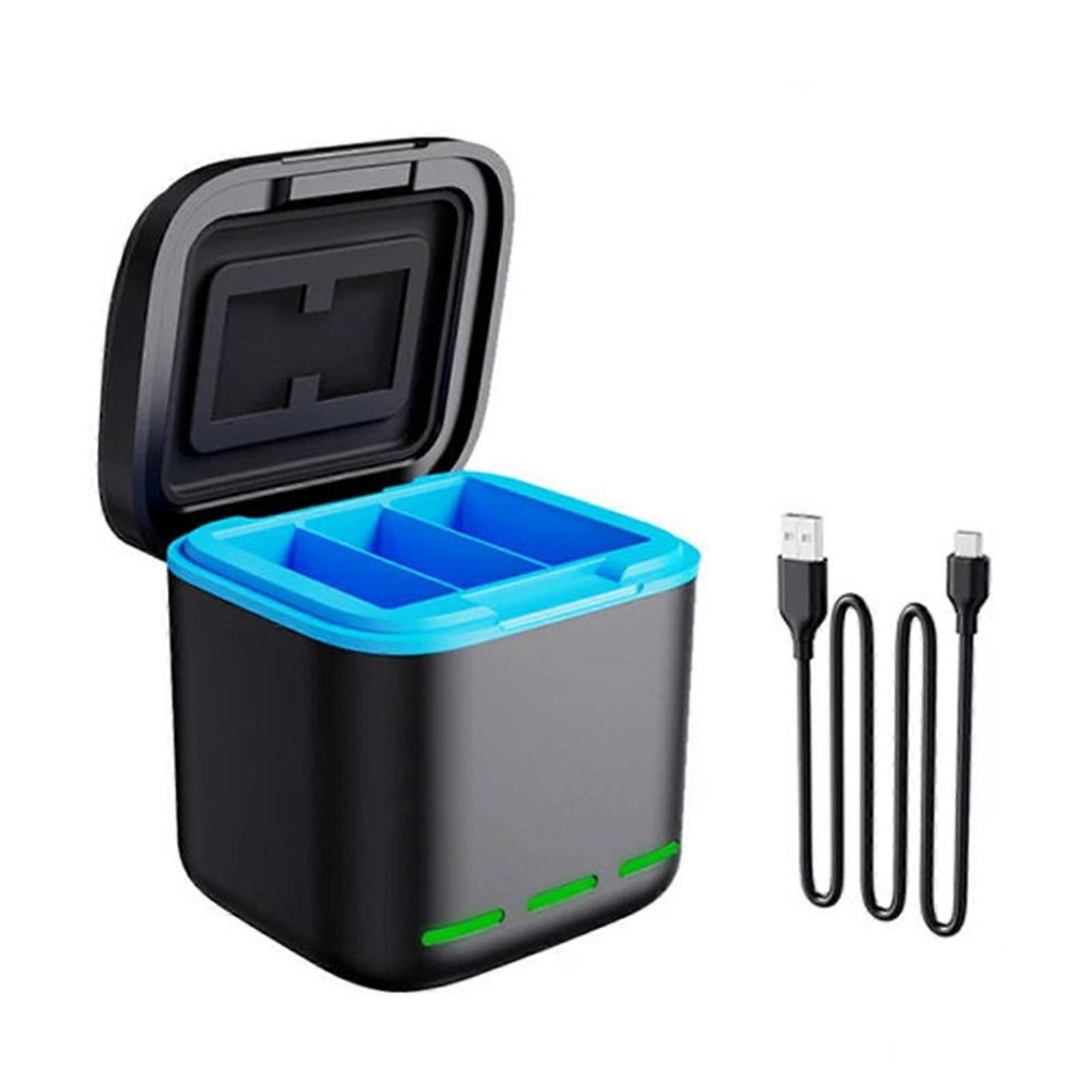 3-Channel Charging Case Fast Charging Box for 9/10/11/12 with Type C Cable Multifunctional Memory Card Storage Box