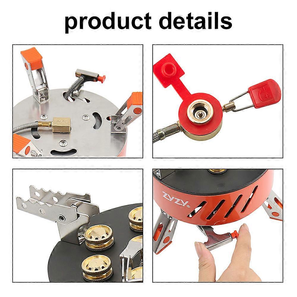 zyzy 7-Cores Camping Stove 17800W High-Power Gases Burner Stove Backpacking Stove Windproof with Piezo Ignition Adjustable Valve Storage Bag for Outd