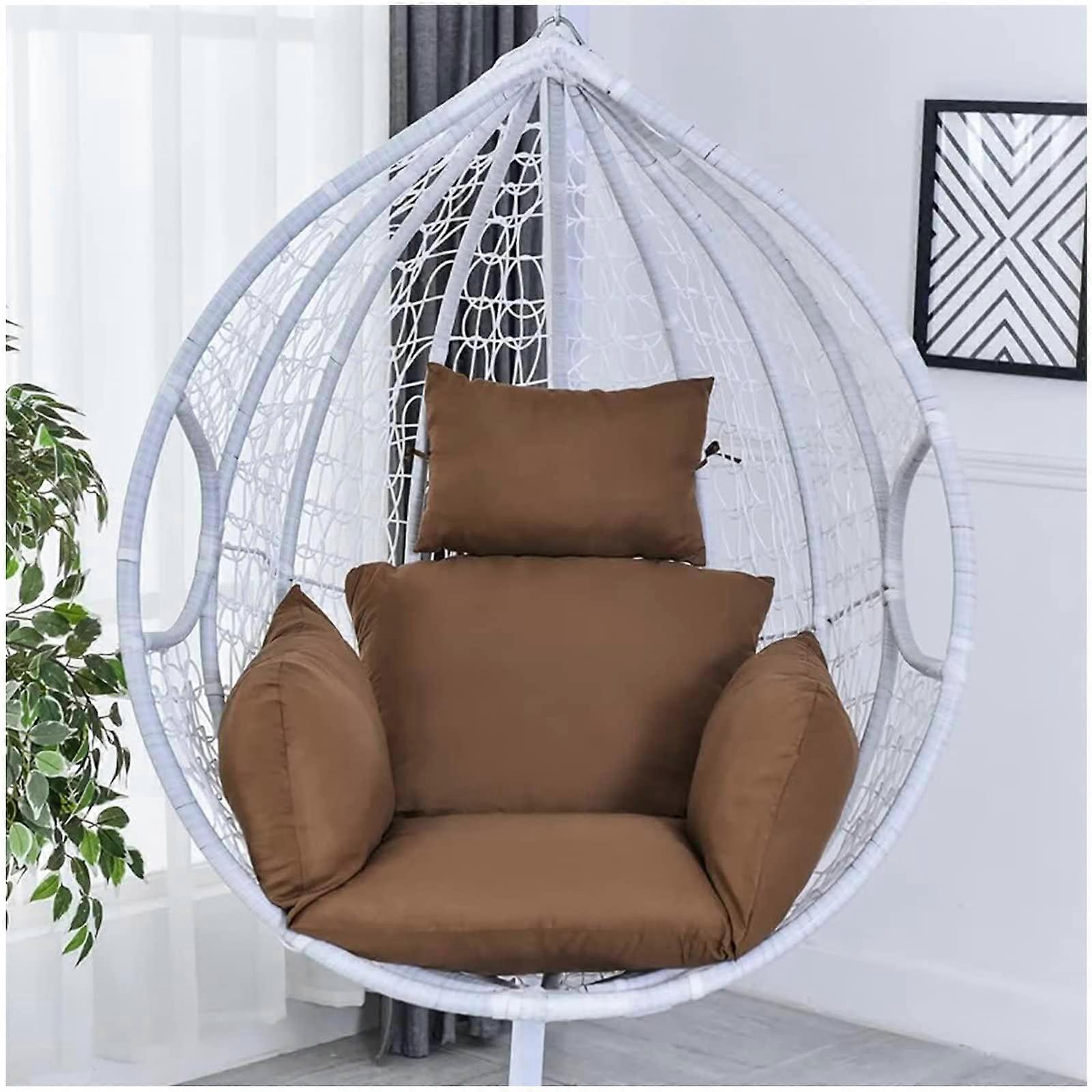 Egg Swing Hanging Chair Cushion, Washable with Headrest, Removable Seat Cushion (Brown)