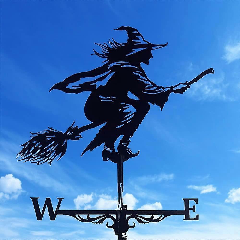 Weather vane, black, witch shape, garden decoration, wind direction indicator Ref: 8674