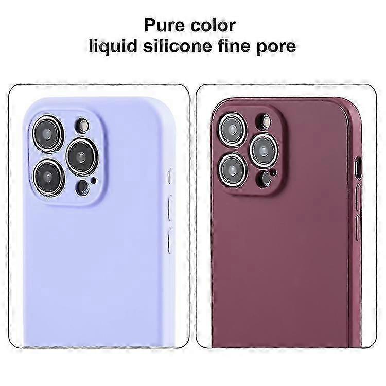 Compatible With Iphone 15 Pure Color Liquid Silicone Fine Pore Mobile Phone Case