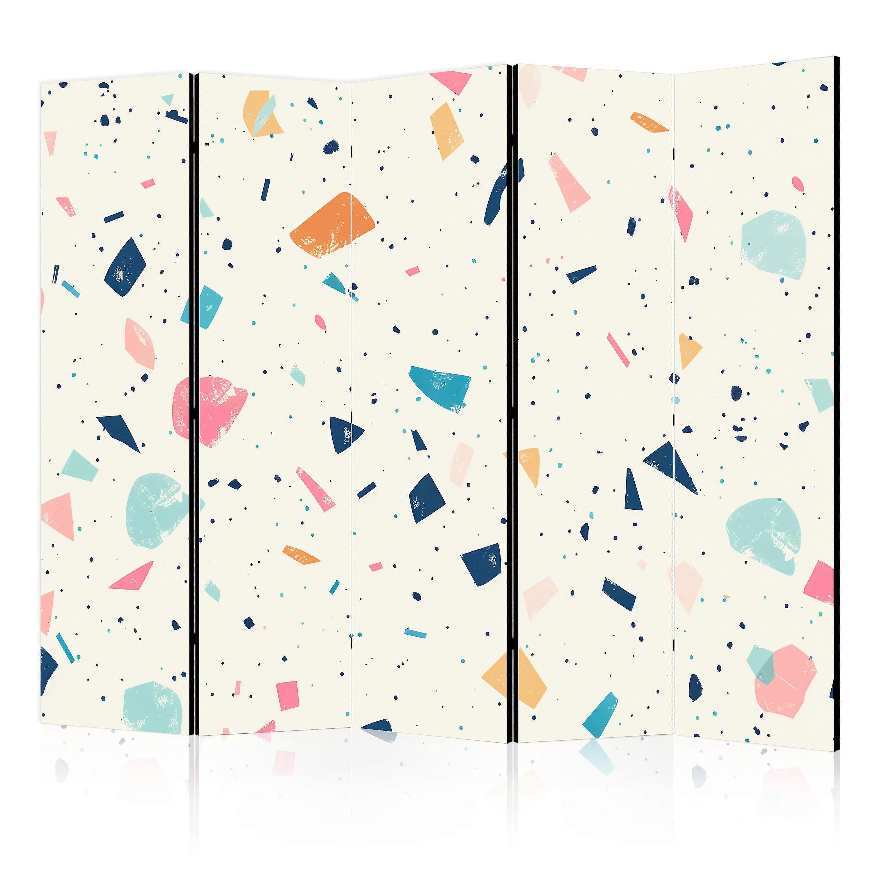 Screen - Terrazzo with colorful large elements: Cheerful pattern on a light background