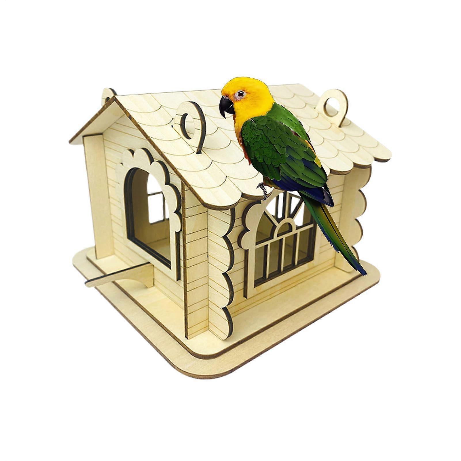 Vogelhäuser Fr Draußen Secure birdhouse made of wood with window view