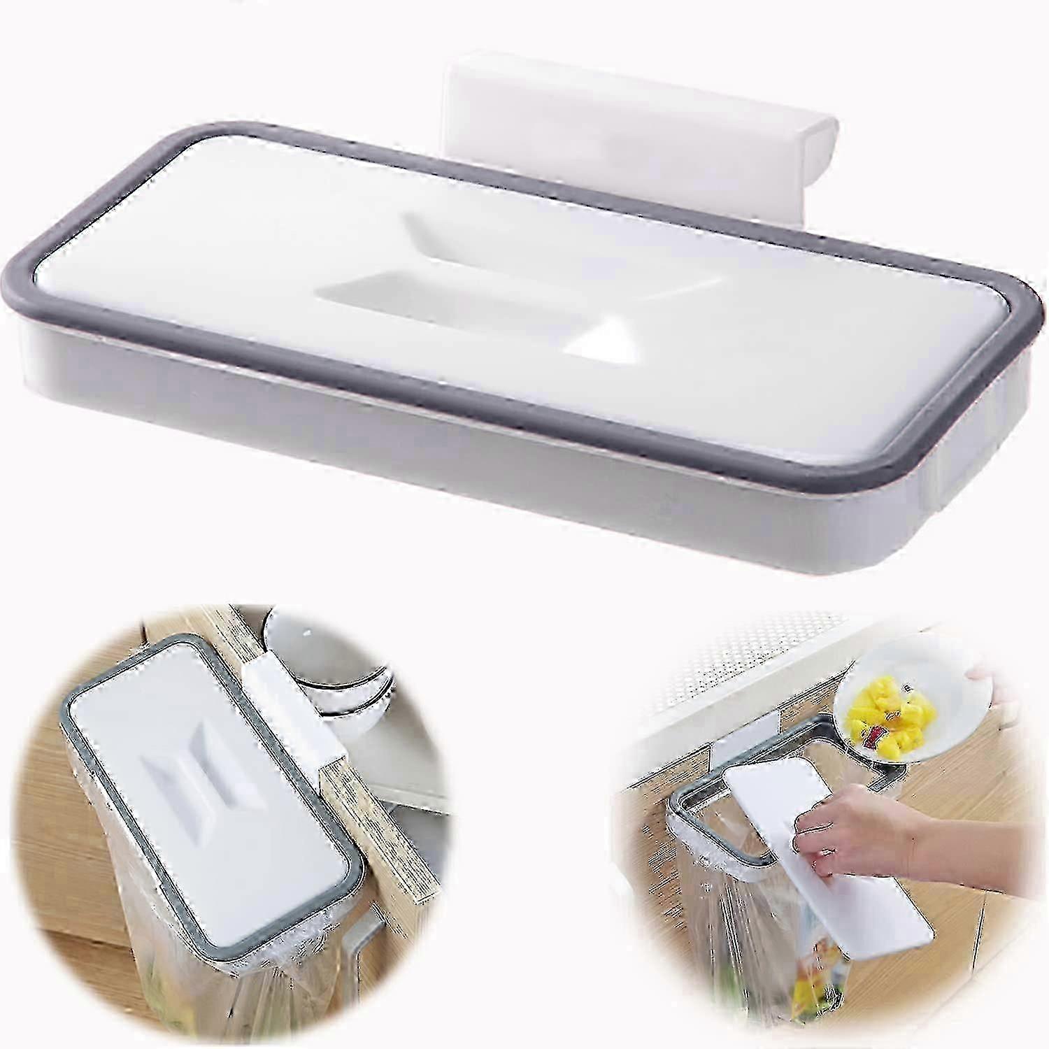 Hanging Garbage Bag Holder with Lid Portable Garbage Hanging Kitchen Garbage Container Hanging for Kitchen Cabinet Camping Travel Storage Shelf hwy