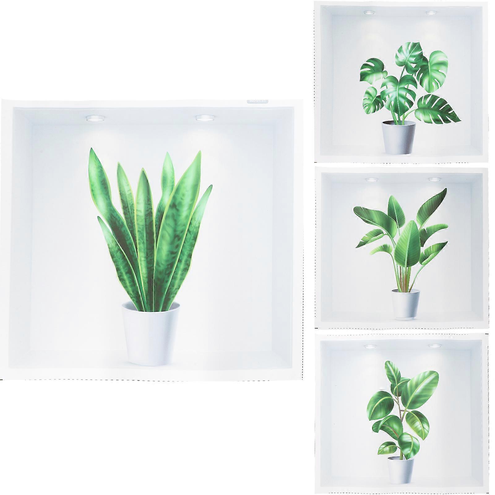 Plants Wall Stickers Modern Home Decor Easy to Remove PVC Material 4Set