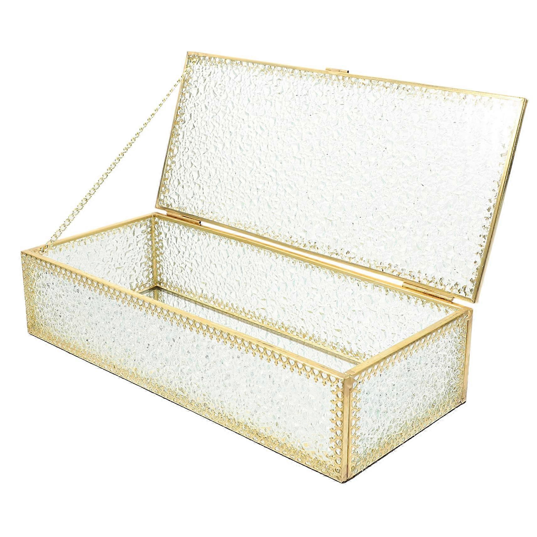 Glass Jewellery Box for Storage and Organization, Alloy Container with Multiple Compartments, Ideal for Gifts and Accessories