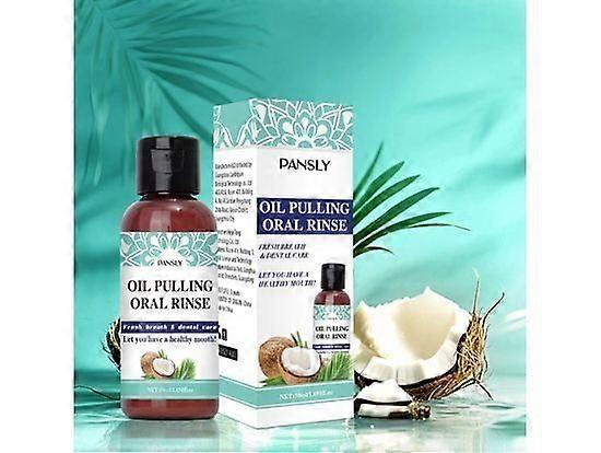 غسول الفم بزيت السحب الطبيعي لتبييض الأسنان 50 مل ، زيت جوز الهند يسحب لرائحة الفم المنعشة والعناية بالفم ، يدعم صحة اللثة ،