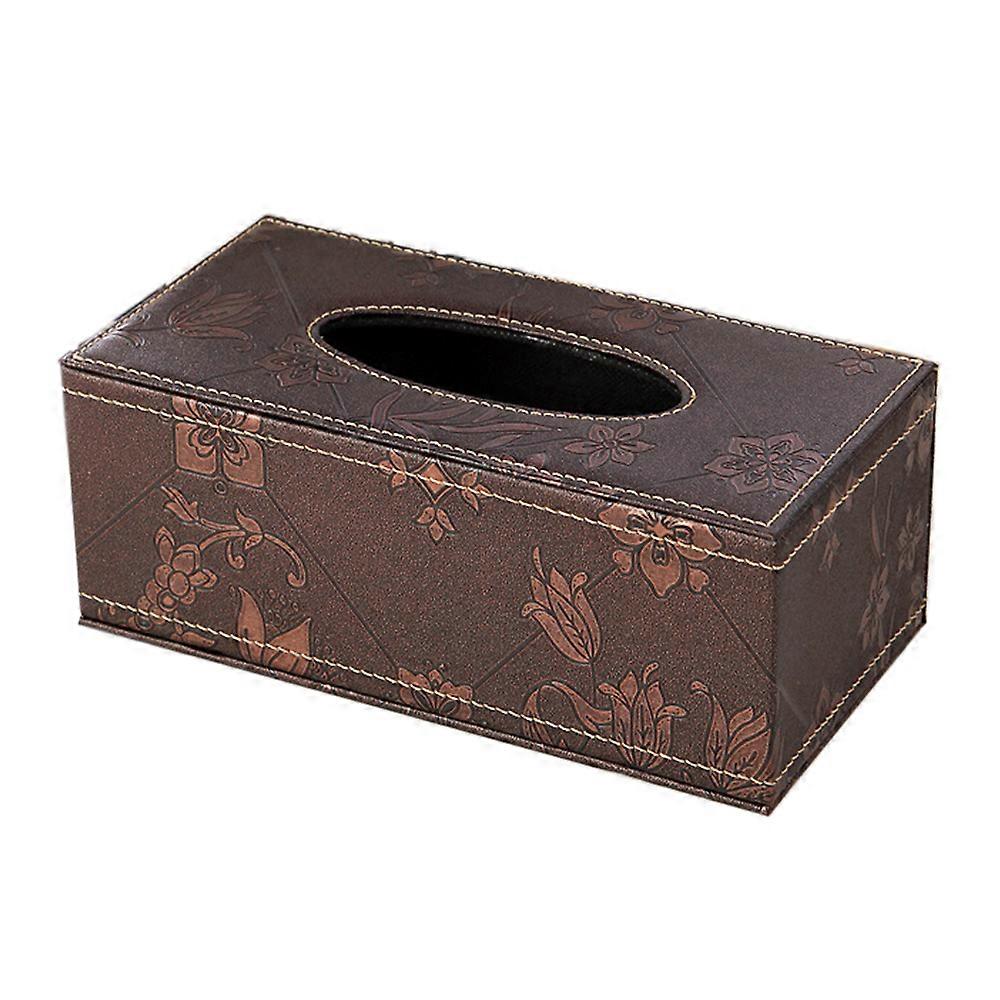Large Tissue Box Cover Rectangular Square Tissue Box Rack-Brown