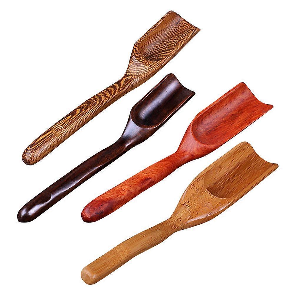 Bamboo Tea Scoop Wooden Teaspoon Chinese Kung Fu Tea Ceremony Utensil Tools Ergonomic Handle Design For Afternoon Tea 1Set