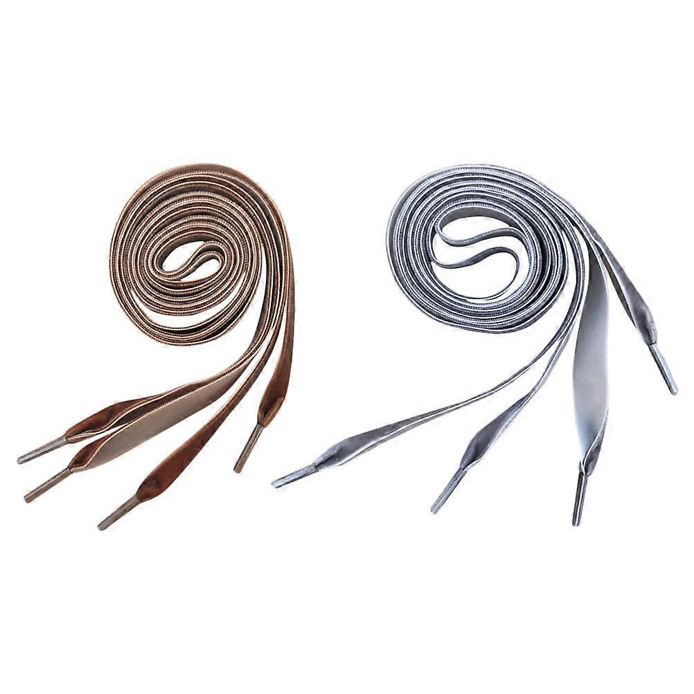 Shoe Laces For Men Wide Flat Shoelace Brown 100cm Durable Use 2 Pairs