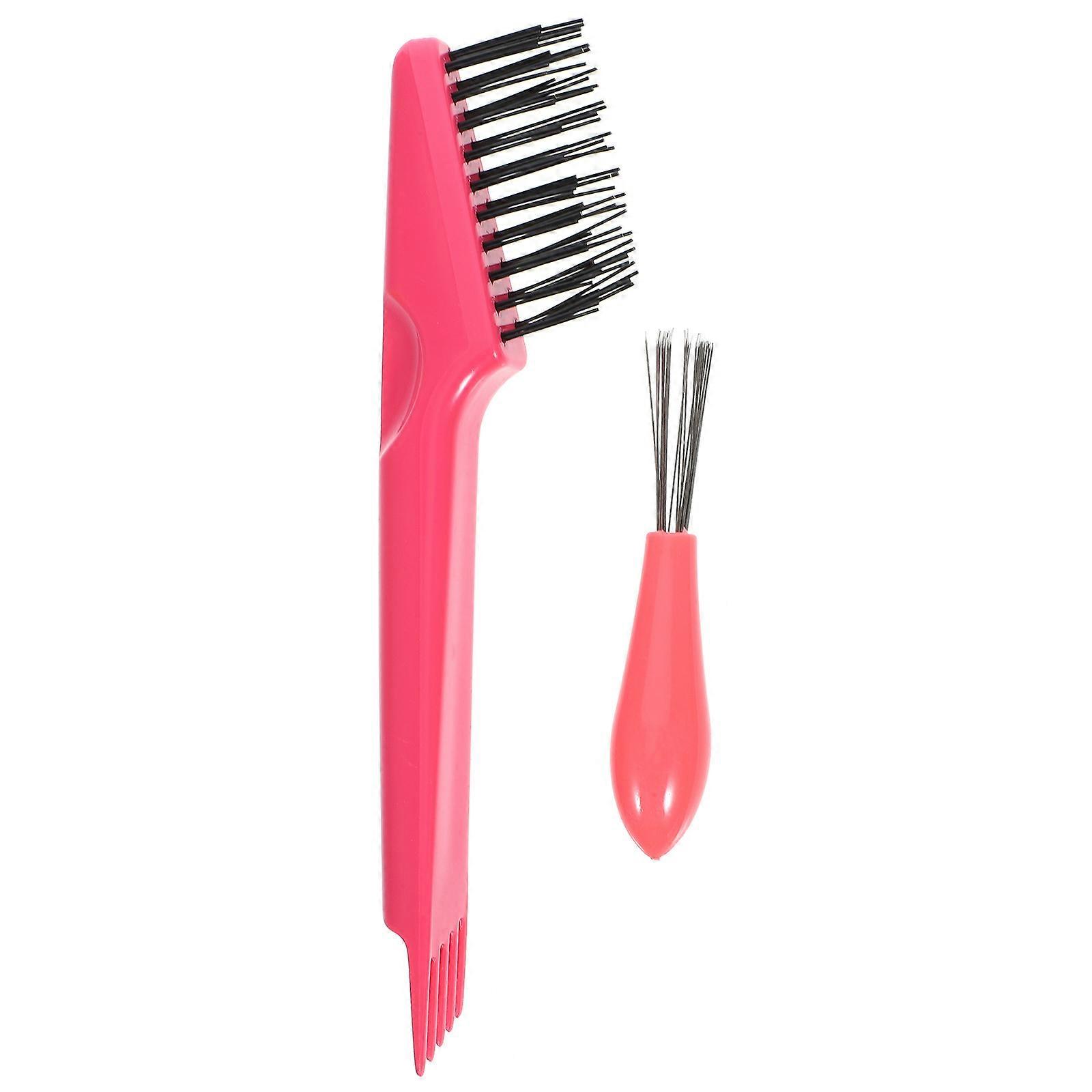 Hair Remover Brush Clean Comb Pink Smooth Surface Travel 2Pcs