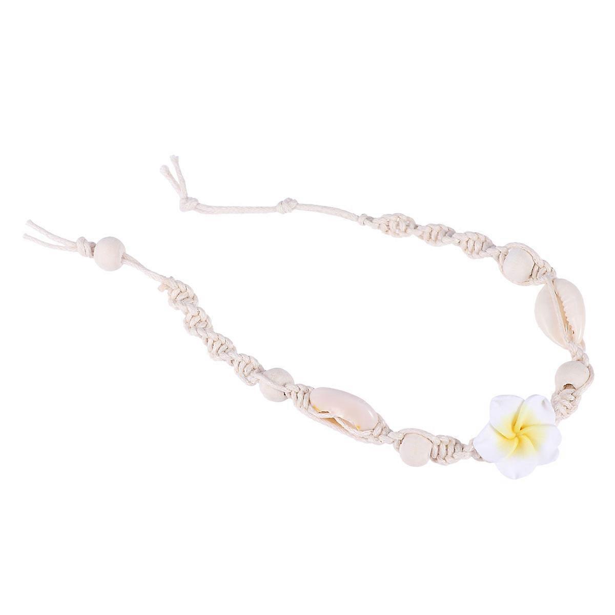 مجوهرات سلسلة القدم للنساء أساور قلادة نمط الشاطئ هاواي زهرة زخرفية سوار الكاحل 1 حزمة