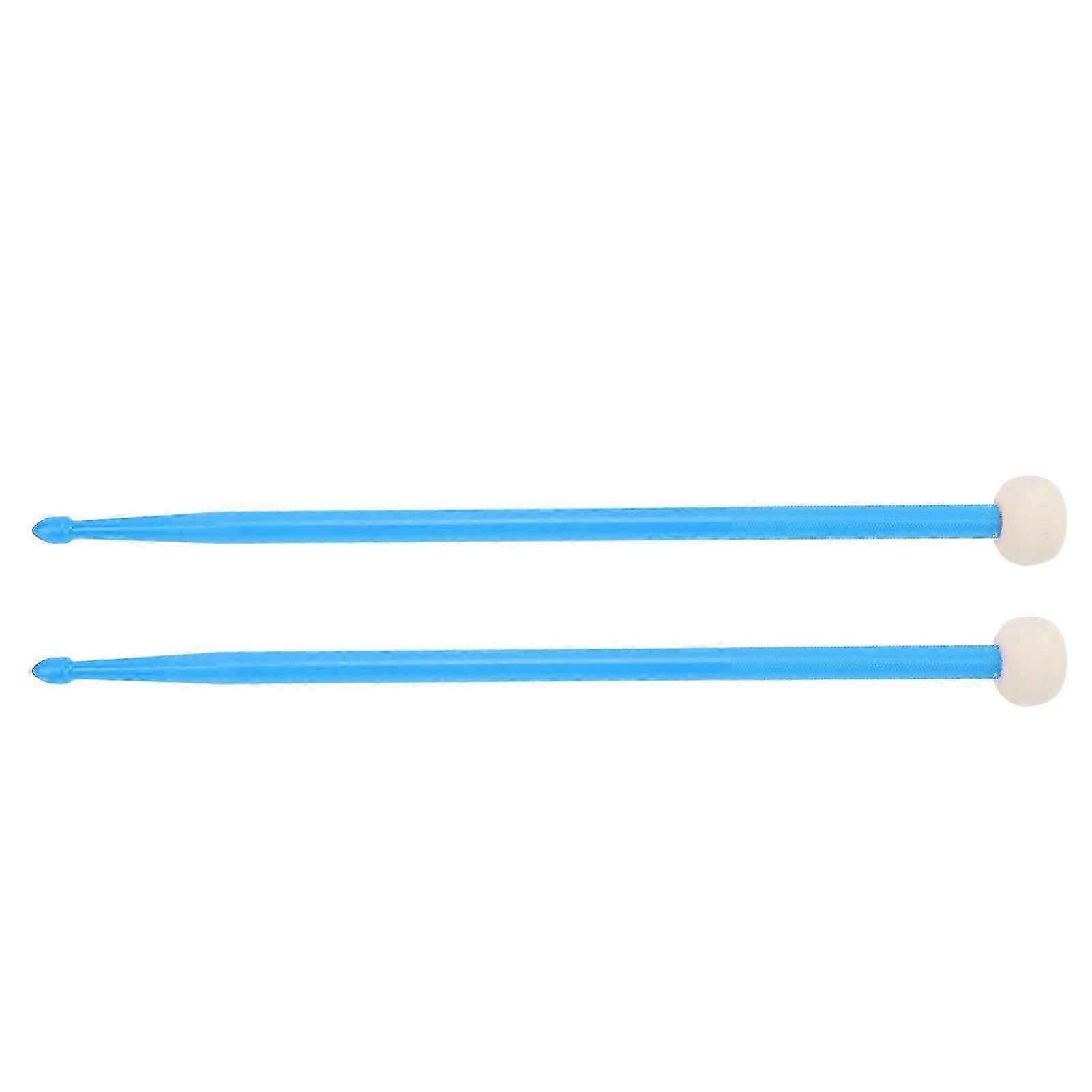 2Pcs Drum Mallet Felt Head Nylon Handle Double Headed Instrument Accessory Set Kit for Playing Blue