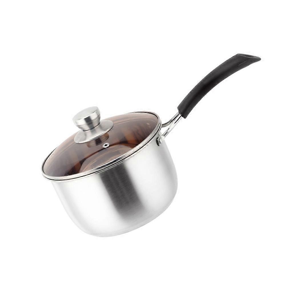 Stainless Steel Stockpot with Lid, Thick Long Handle Cooking Pot for Soup, Milk, Instant Noodles, Compatible with Stove and Induction Cooker