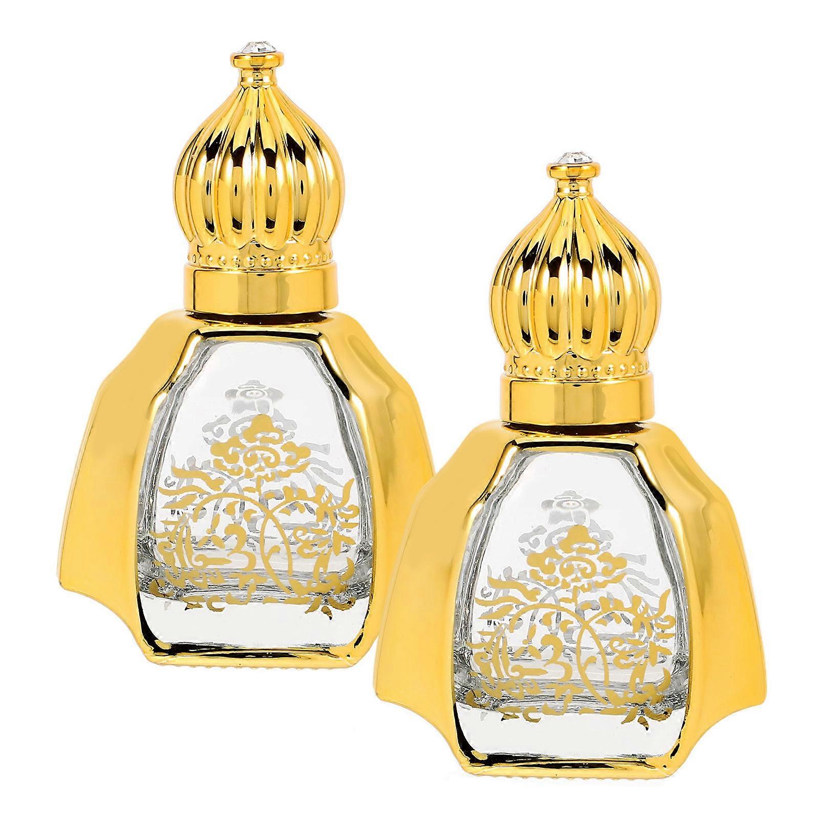 2pcs Refillable Glass Perfume Bottles with Roller Ball – Portable Travel Roll On Containers for Essential Oils, Toiletries, and Fragrances –