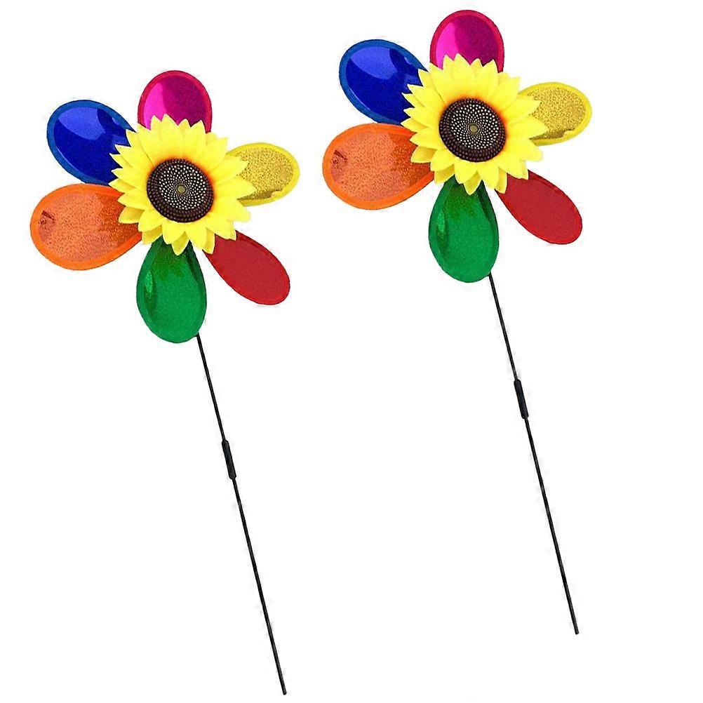Lawn Pinwheels Large Flower Windmill Decorations Rotatable Outdoor Spaces Assorted Color 2Pcs