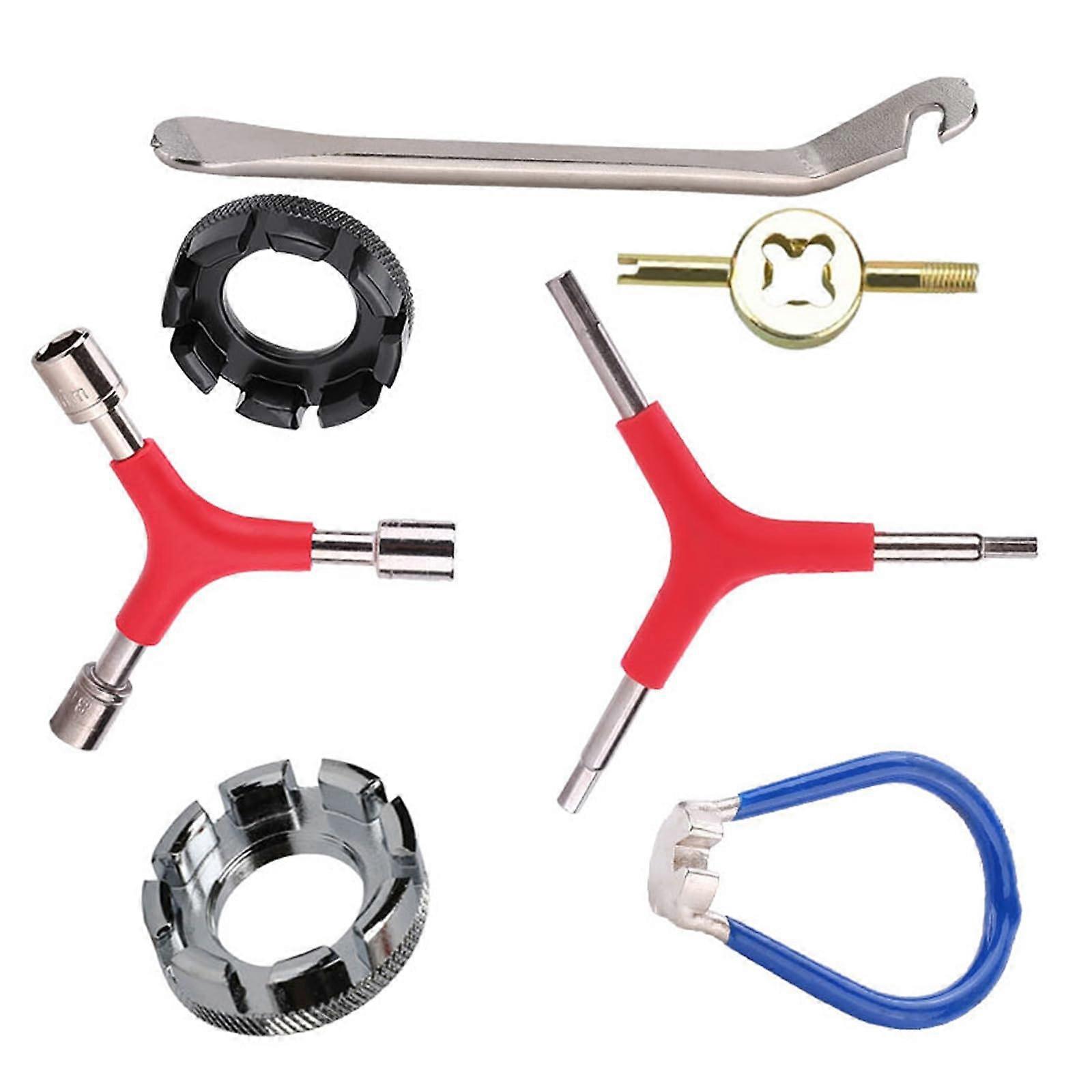 Spoke wrench Spoke wrench  tool Tire lever Cycling Pocket tool Bicycle Spoke adjustment tool Easy to 7piece set Ref: 9426