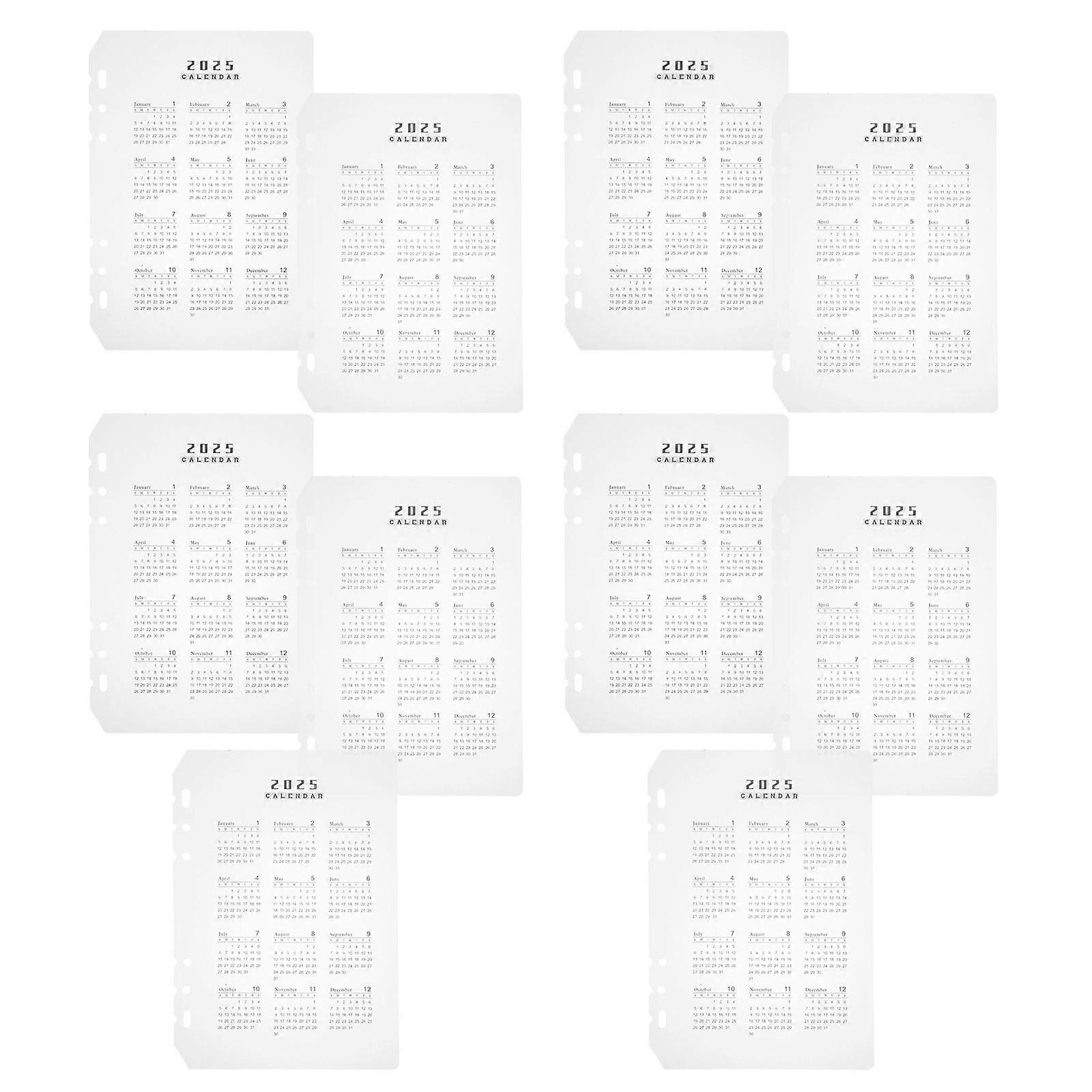 Binder Inserts Monthly Planner Refill For A5 Binder Cover Daily Use Flat Minimalist Design 10Pcs