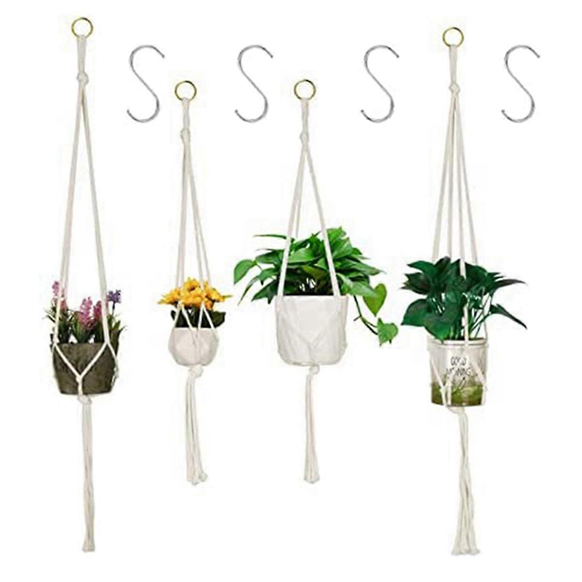Hanging Baskets, 4 Pack Cotton Rope Macrame Plant Hanger