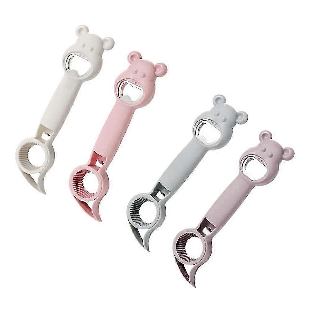 4-in-1 Bear-Shaped Bottle Opener Set for Jars, Cans & Jelly Containers