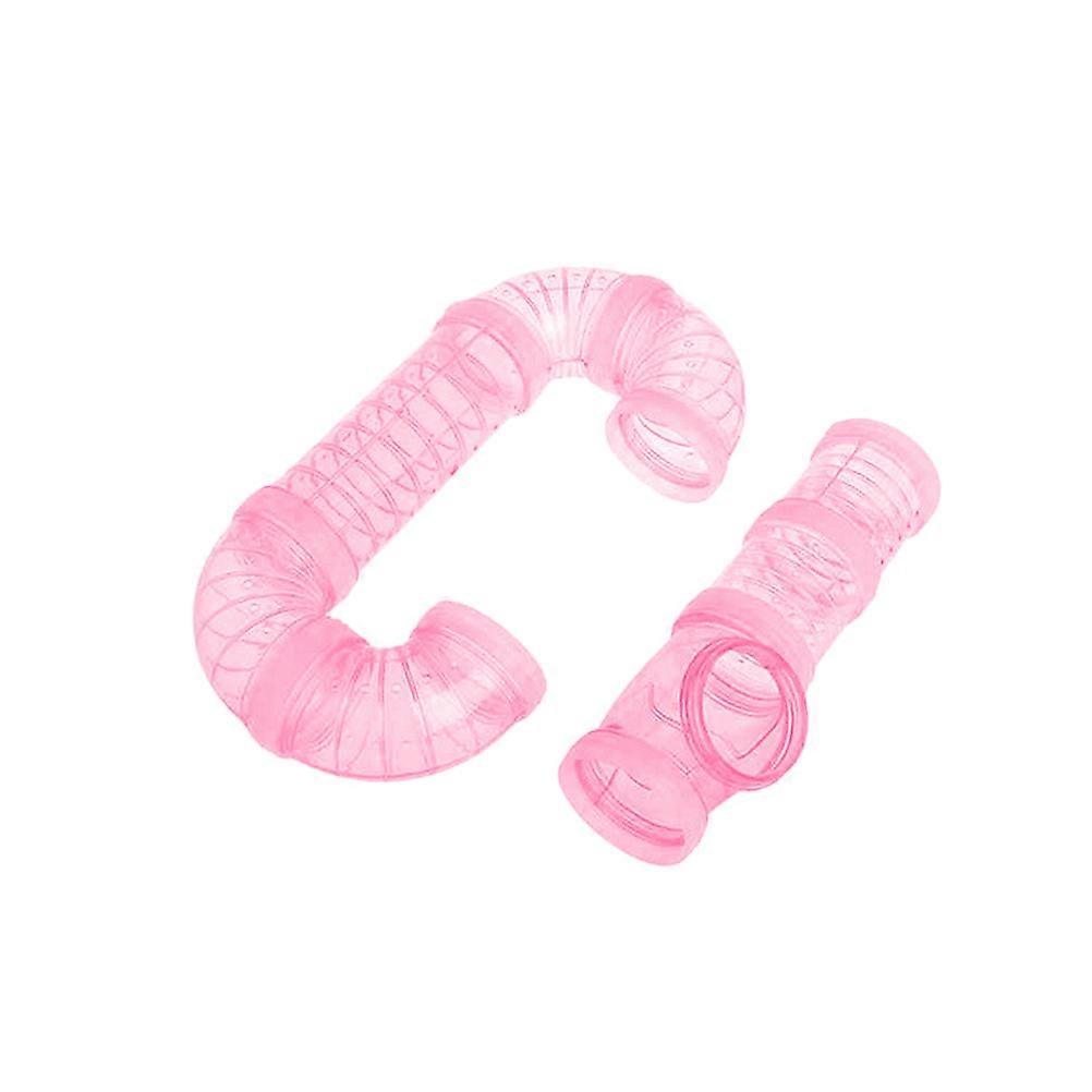 מנהרה אוגר צעצוע אוגר כלוב חיצוני ספורט צינור קטן חיות מחמד ורוד 15.70x5.50x5.50 ס"מ תרגיל 2 יחידות