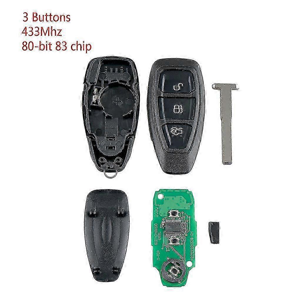 Smart Remote Key with 3 Buttons for Compatible Ford Models 433MHZ