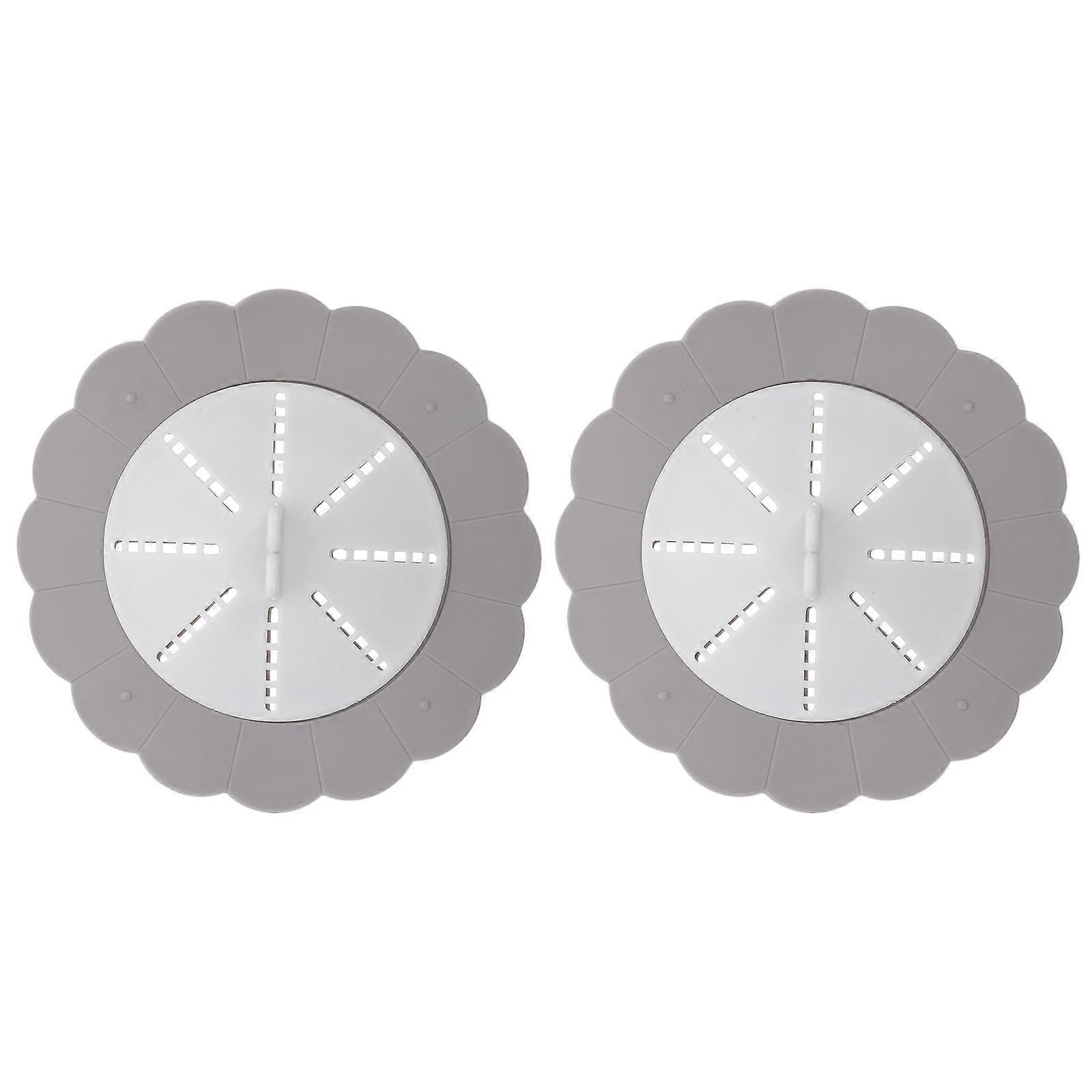 Odor Proof Floor Drain Covers Sunflower Designed Prevent Clogged Drains Grey 13.7X13.7X3.4CM 2Pcs
