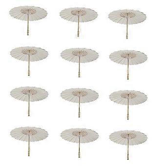 12 STÜCKE Papier Sonnenschirm Strandschirm Weiß DIY Regenschirm Fotografie Requisiten für Duschpartys Weddi Ausgabe 0627