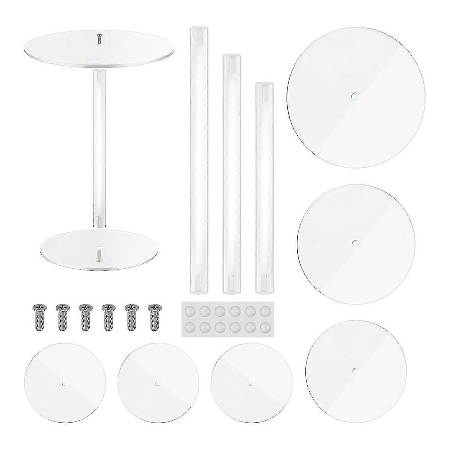 3Pcs Clear Acrylic Cake Stand for Dessert Table Round Cake Stands Cupcake Candy Display Decoration W