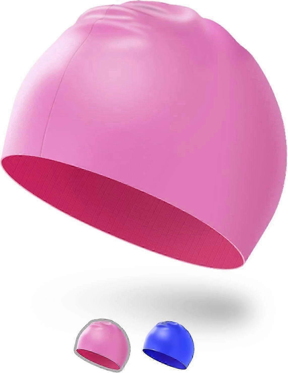 Waterproof swimming cap for boys and girls, elastic and comfortable, non-slip swimming cap(Pink)
