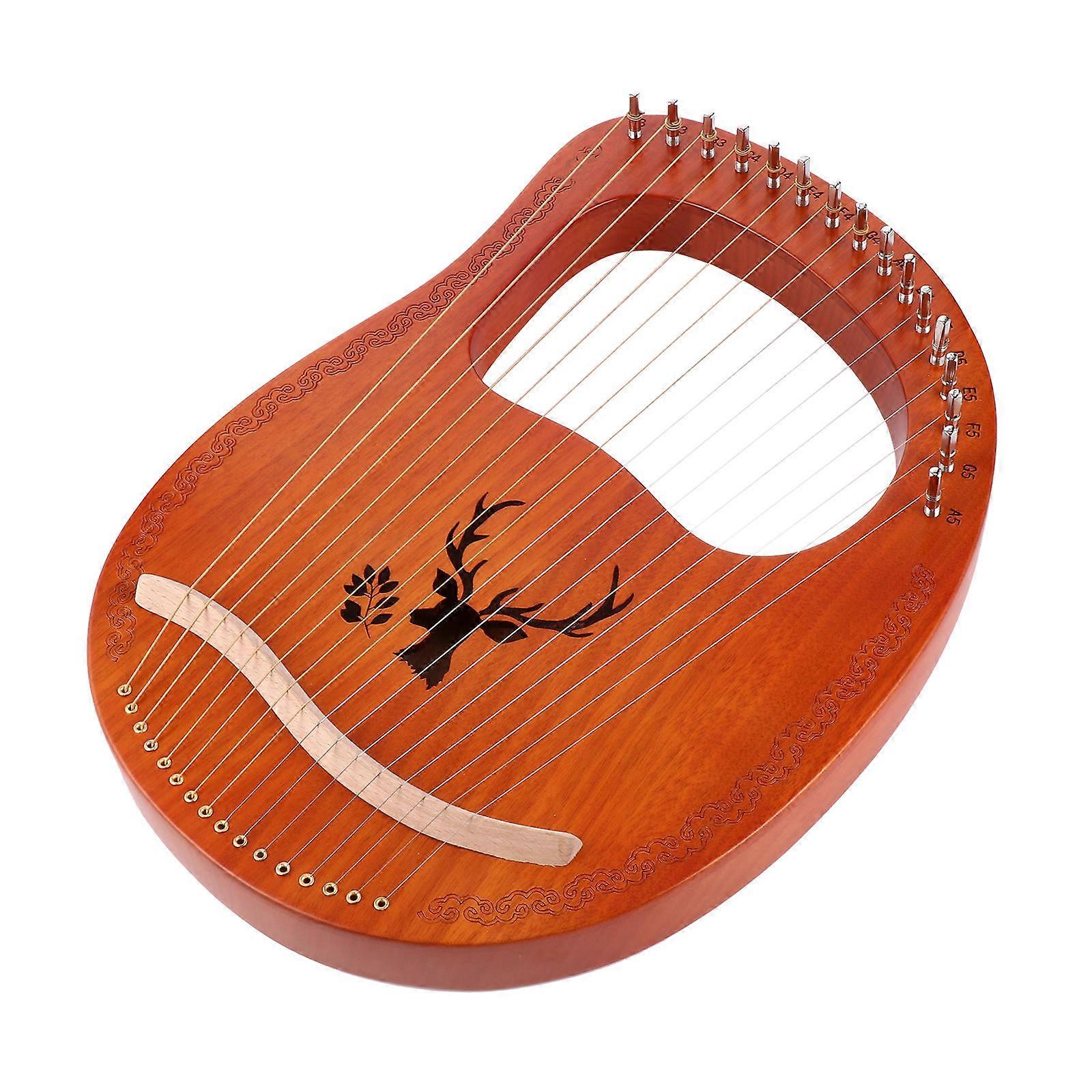 Folk Musical Instrument Lyre Harp Music Cultivation Handheld Traditional Western Design Orange 1Set