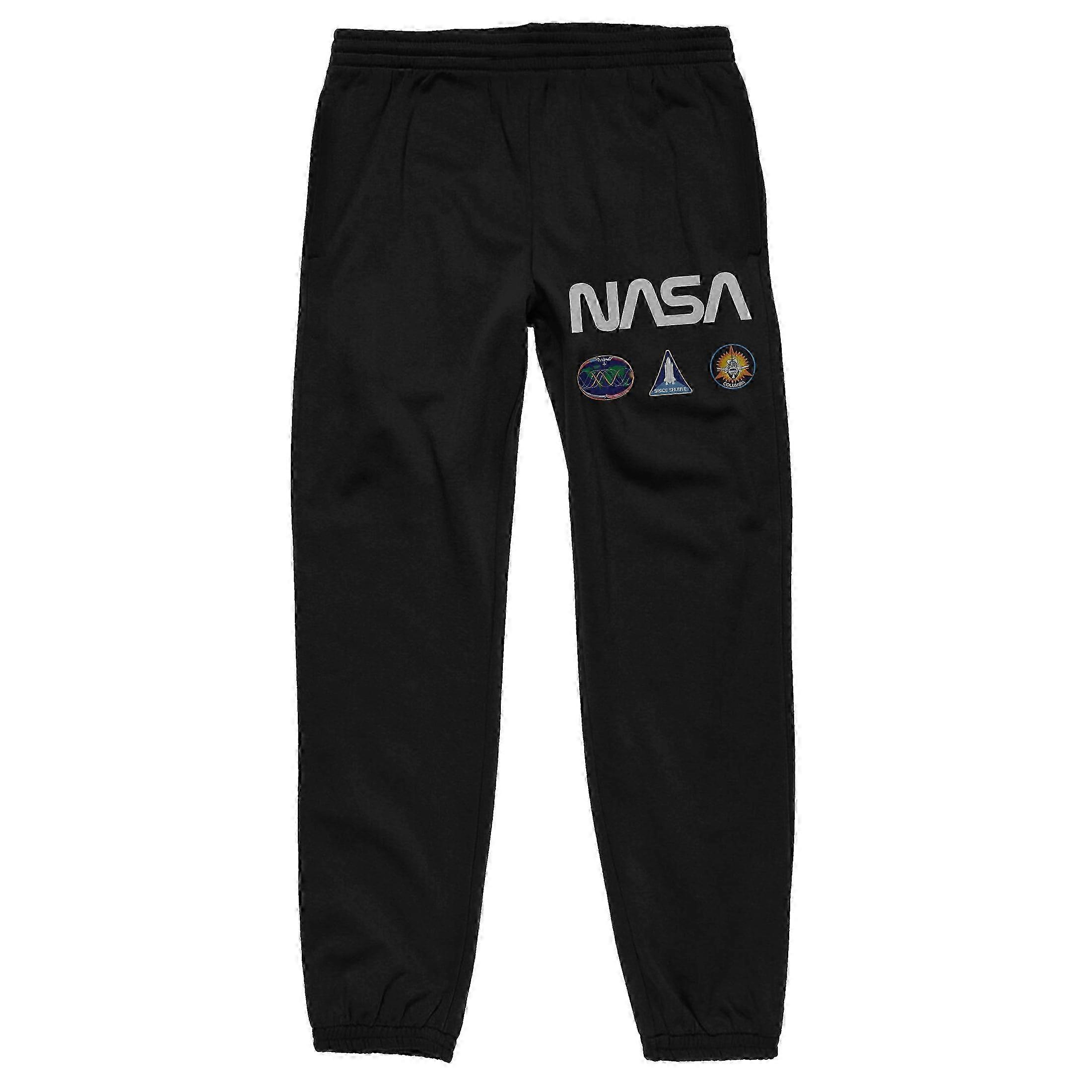 Men's Black Jogger Pants with NASA Space Shuttle Logo-XSjcidchi143