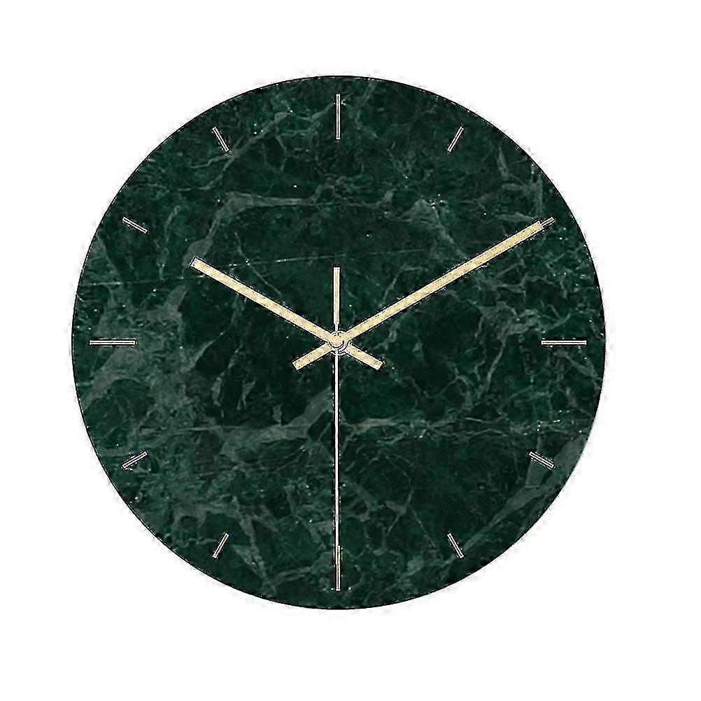 Green Round Glass Marble Printed Acrylic Wall Clock