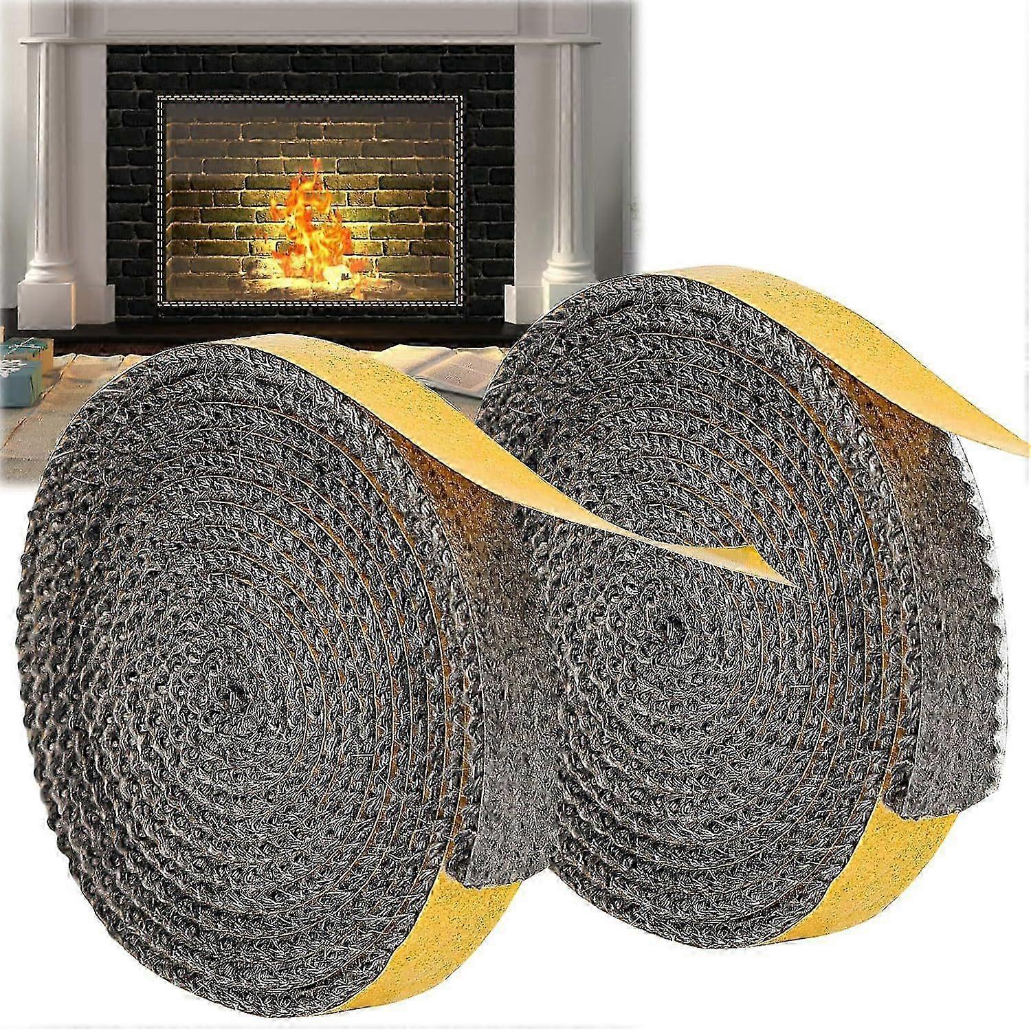 Fireplace Sealing Tape, 2 Pieces, Fireproof Sealing Tape, Fireplace Seal, Self-Adhesive Seal for Fireplace,Fireplace Door, 3mm*10mm*2m