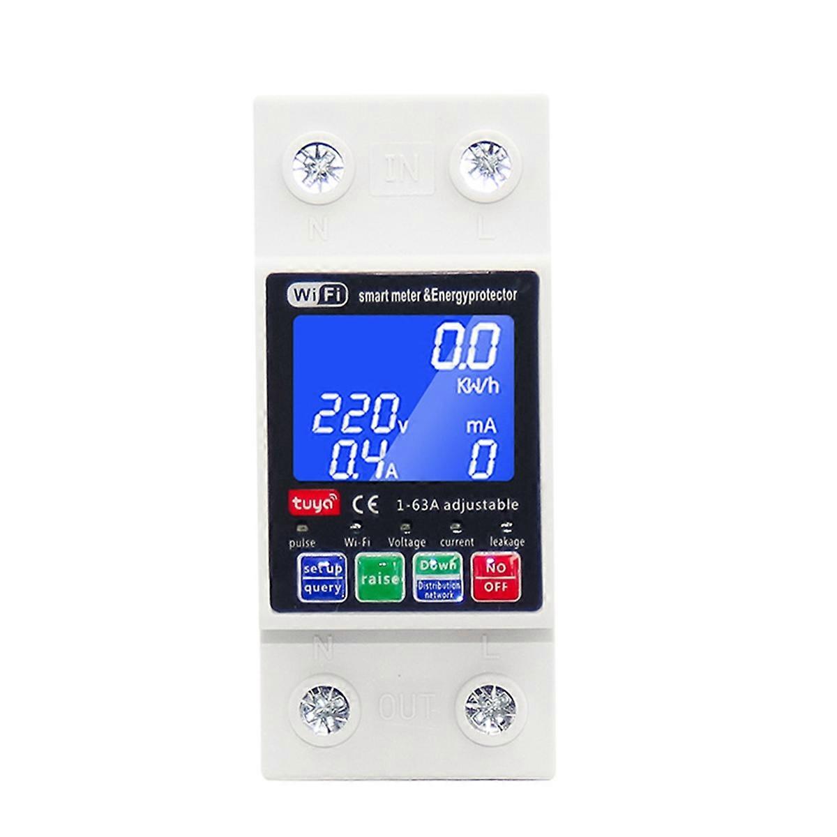 Smart Circuit Breaker 63A Tuya WiFi Voltage Relay 220V Current Leakage Protection Automatic MCB Swit
