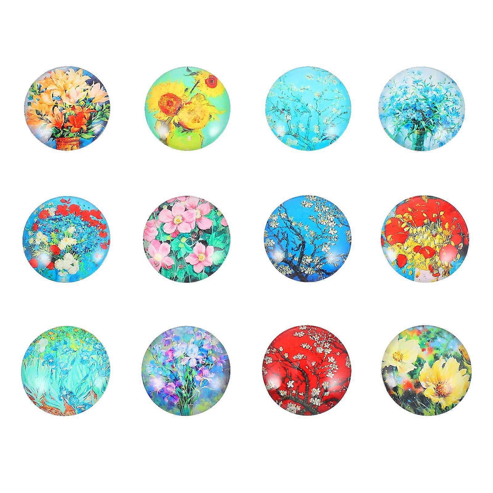 Sew Patches Floral Appliques Multi Colored 3 5x3 5x0 3Cm Scrapbooking Round Style 12Pcs
