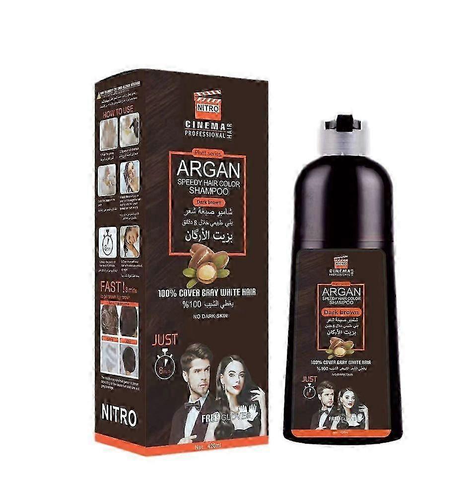 Shampoing colorant instantané pour cheveux gris, 3 en 1, couverture 100 % des cheveux gris, shampoing à base de plantes, 420 ml