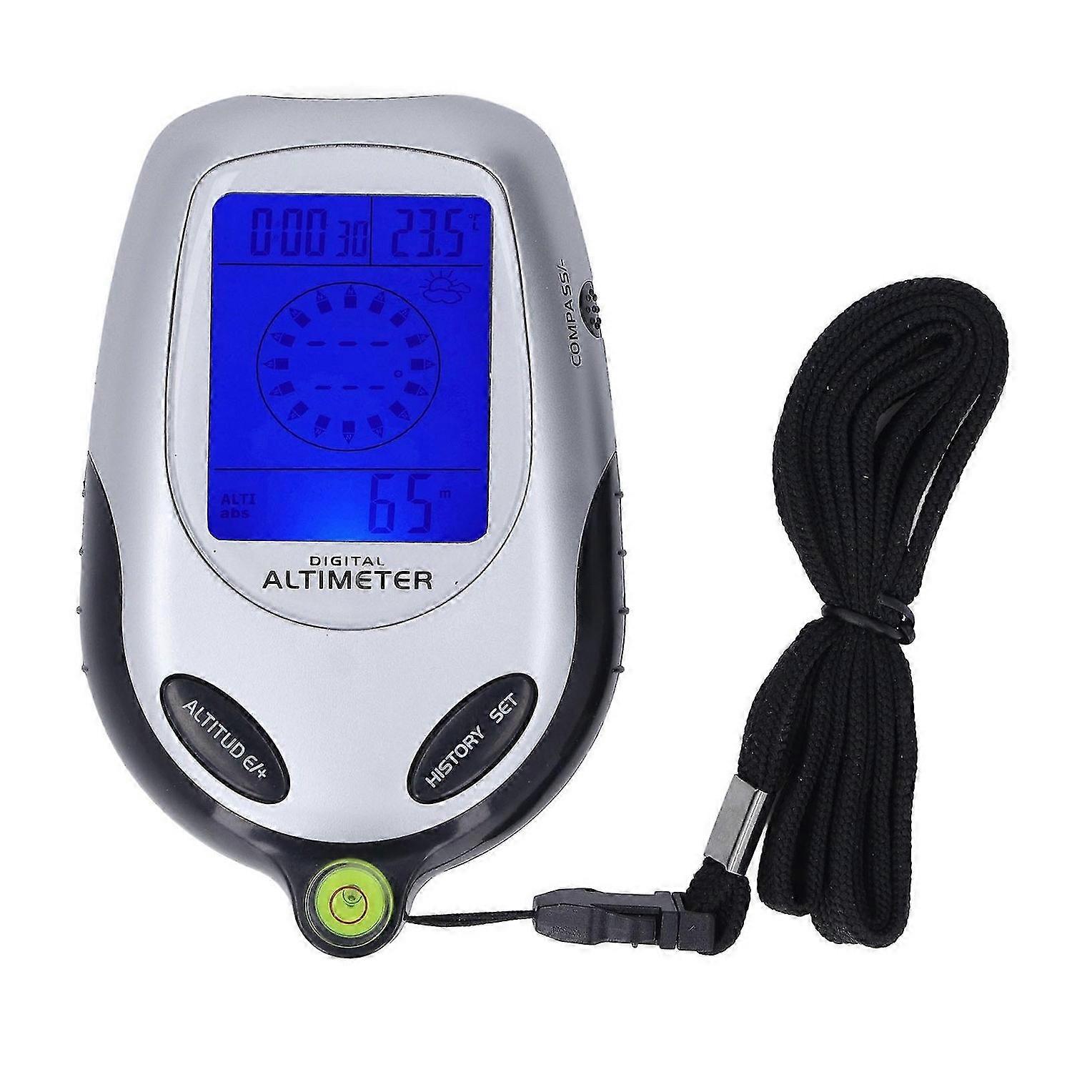 6 in 1 Altimeter Barometer Digital Display Multifunctional Thermometer Clock for Outdoor