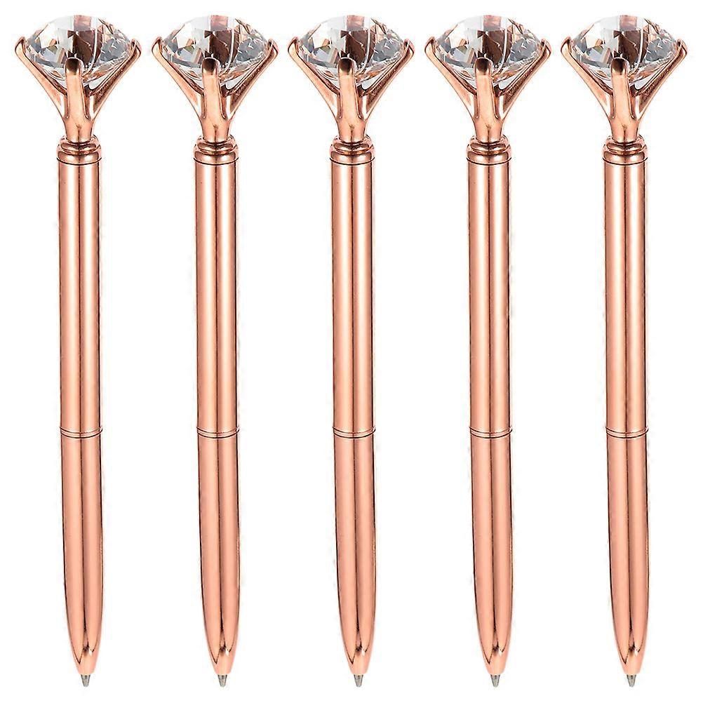a polished and professional product description based on your input:
 
**5pcs Decorative Rhinestone Ballpoint Pens Smooth Writing Retractable Ink
