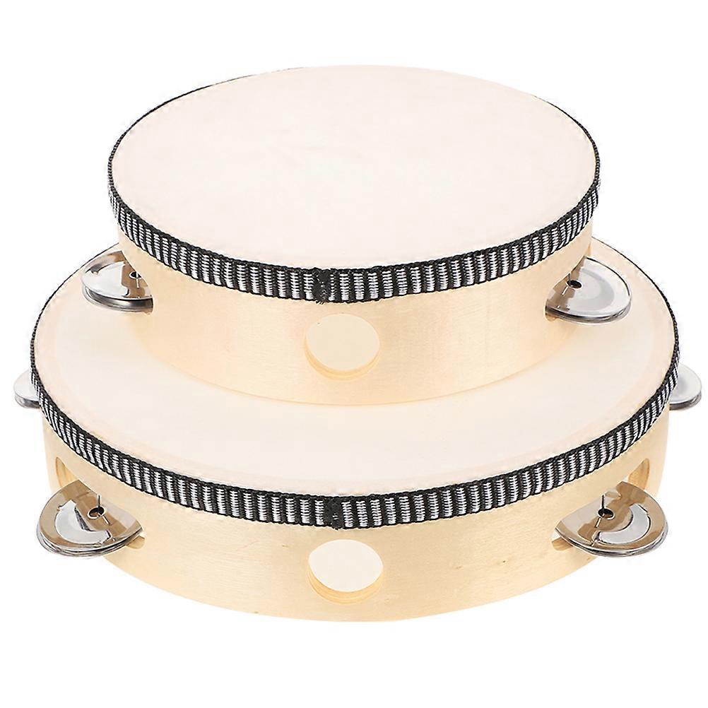 Musical Instruments for Kids Hand Tambourine Drum Set for Experienced Players Game 20x20x4.5cm Wood 2Pcs