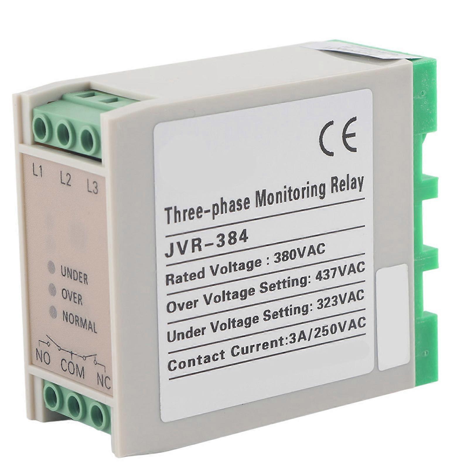 JVR‑384 Overvoltage &amp; Undervoltage Protector 3 Phase Power Supply Monitoring Relay 380VAC
