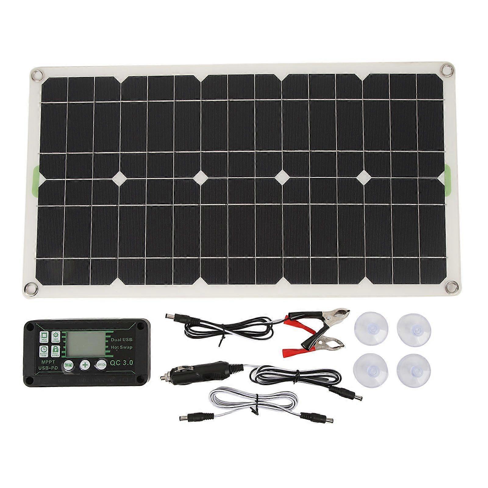 RV Solar Panel 250W Mono Solar Battery Charger Panel Dual USB Port for Auto Ignition Charging with 30A Controller