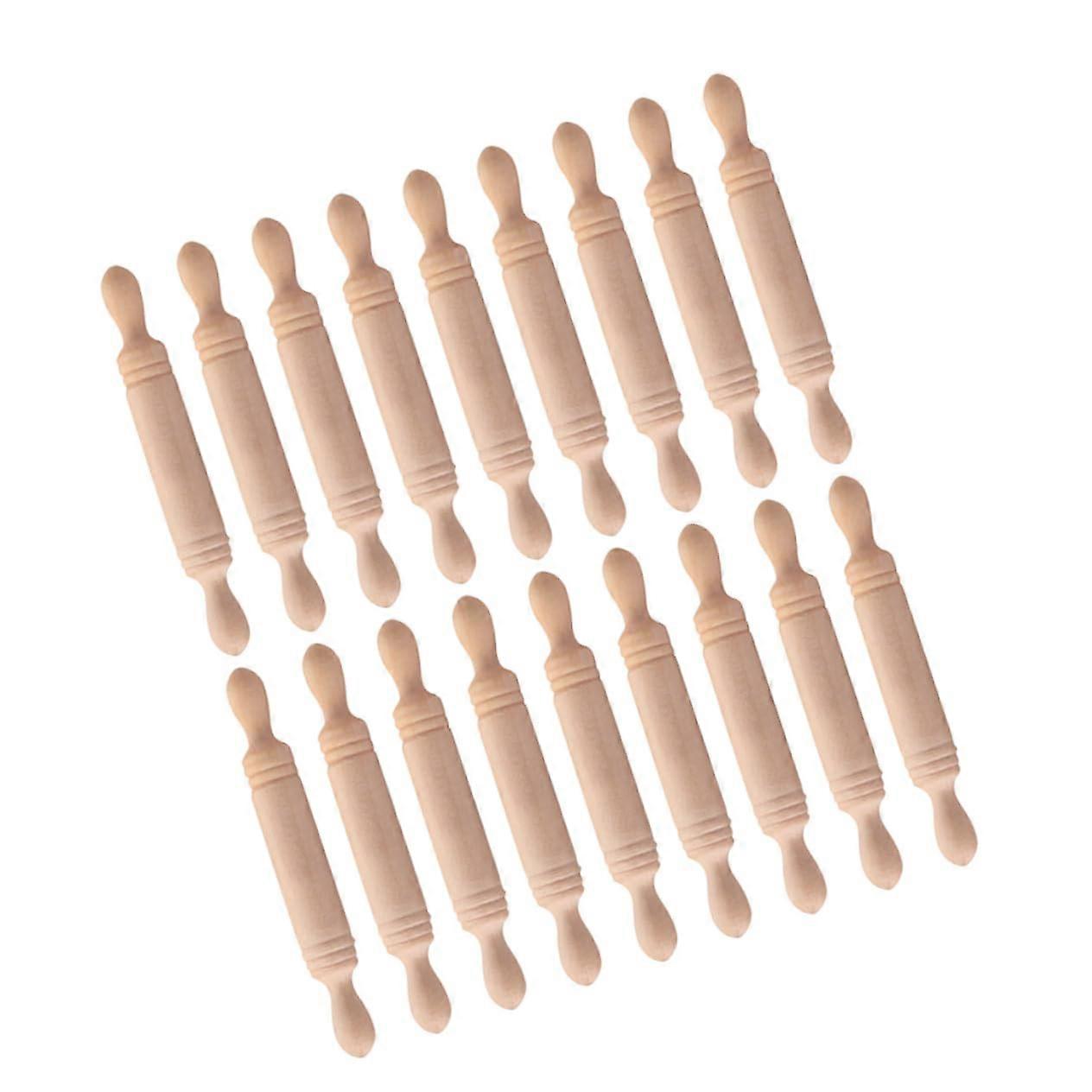 Mini Noodles Wooden Rolling Pins - Pack of 24 Small Beige Craft Rolling Pins for Baking and DIY Projects