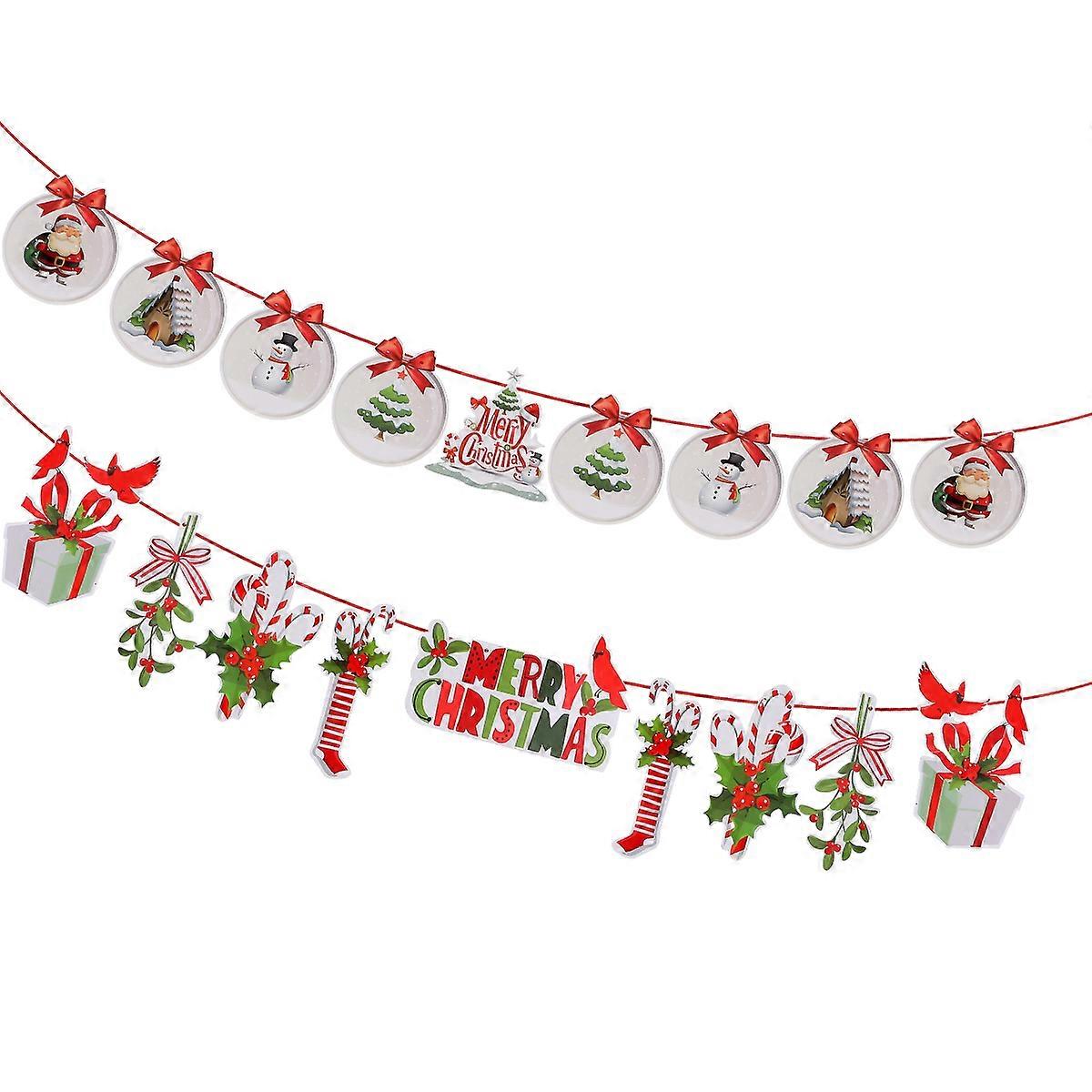 Pennant Banner Christmas Sock Style Decorative Hanging Photo Backdrops 250*16cm 2Pcs