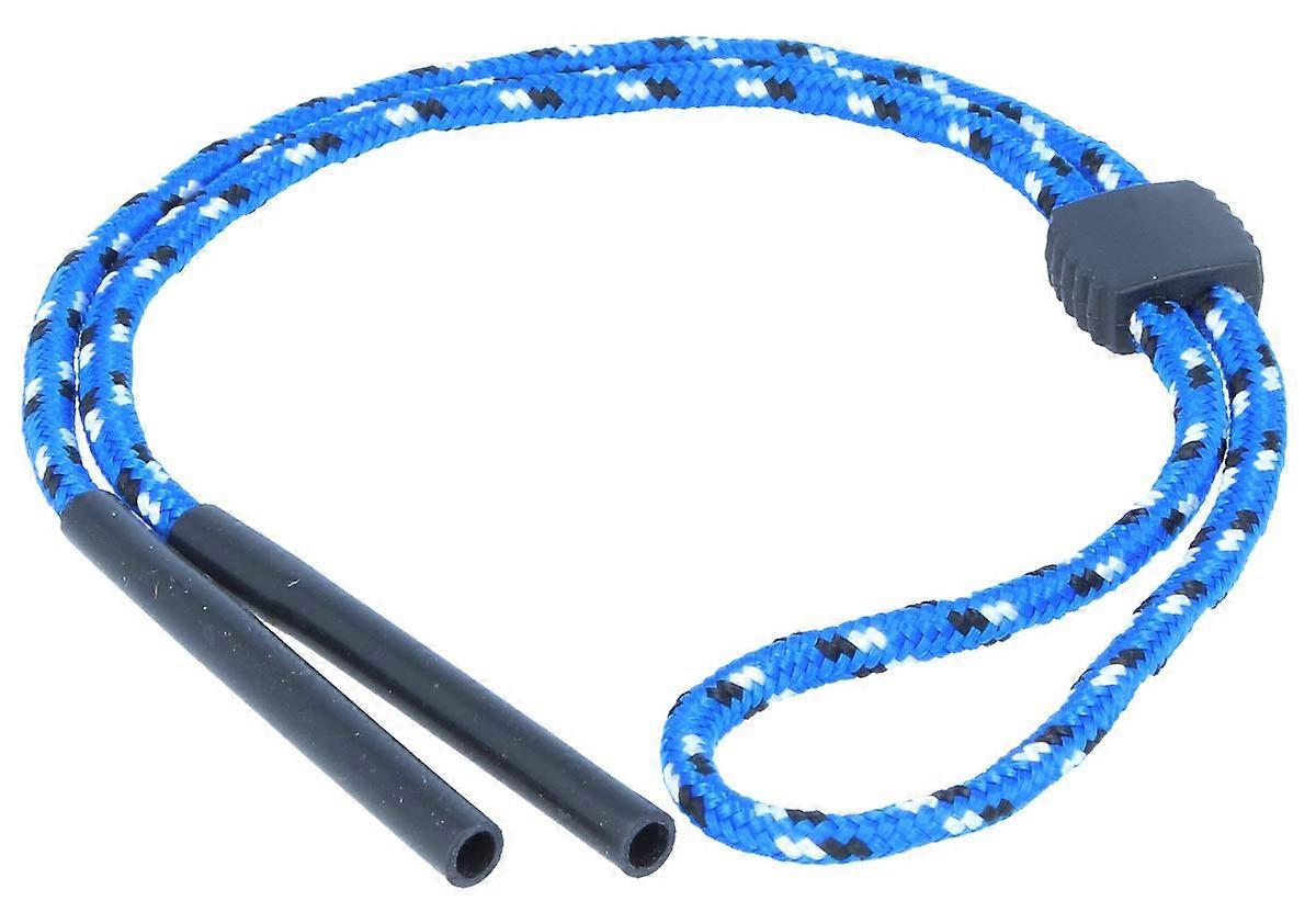 Glasses Strap with Grip Stopper and Tube End Piece with 5 mm Opening in Blue/White
