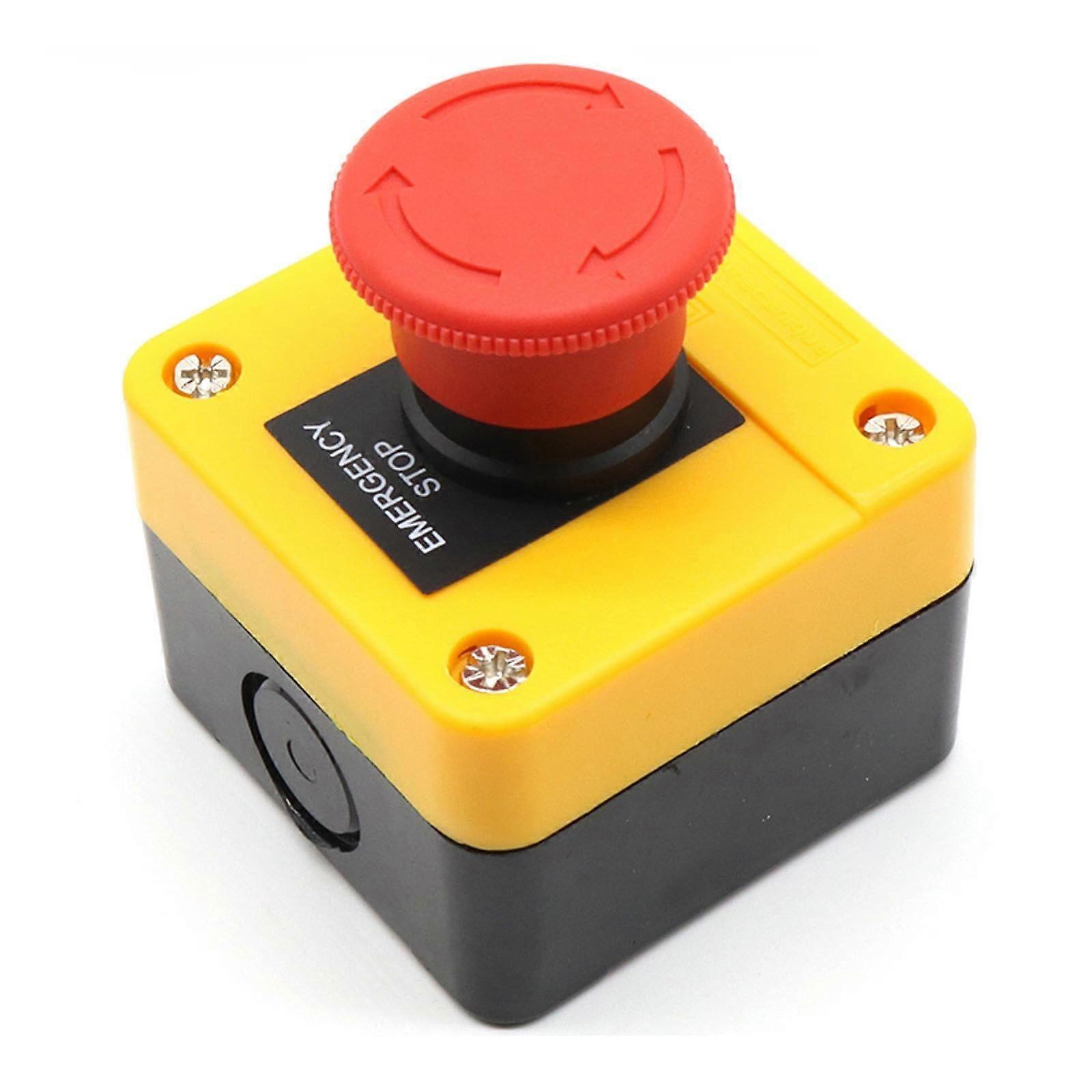 Emergency Stop Switch Red Mushroom Push Button Switch for Industrial Home Office Elevator and Factory Workshop Use